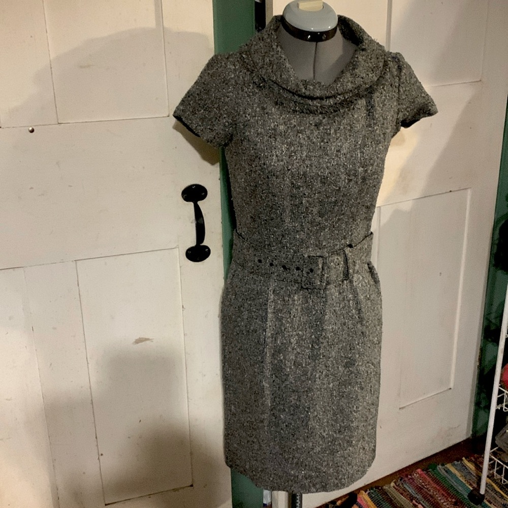 FINAL SALE! Talbots Petites Sz 2 Classic Fitted Belted Sheath Tweed Dress